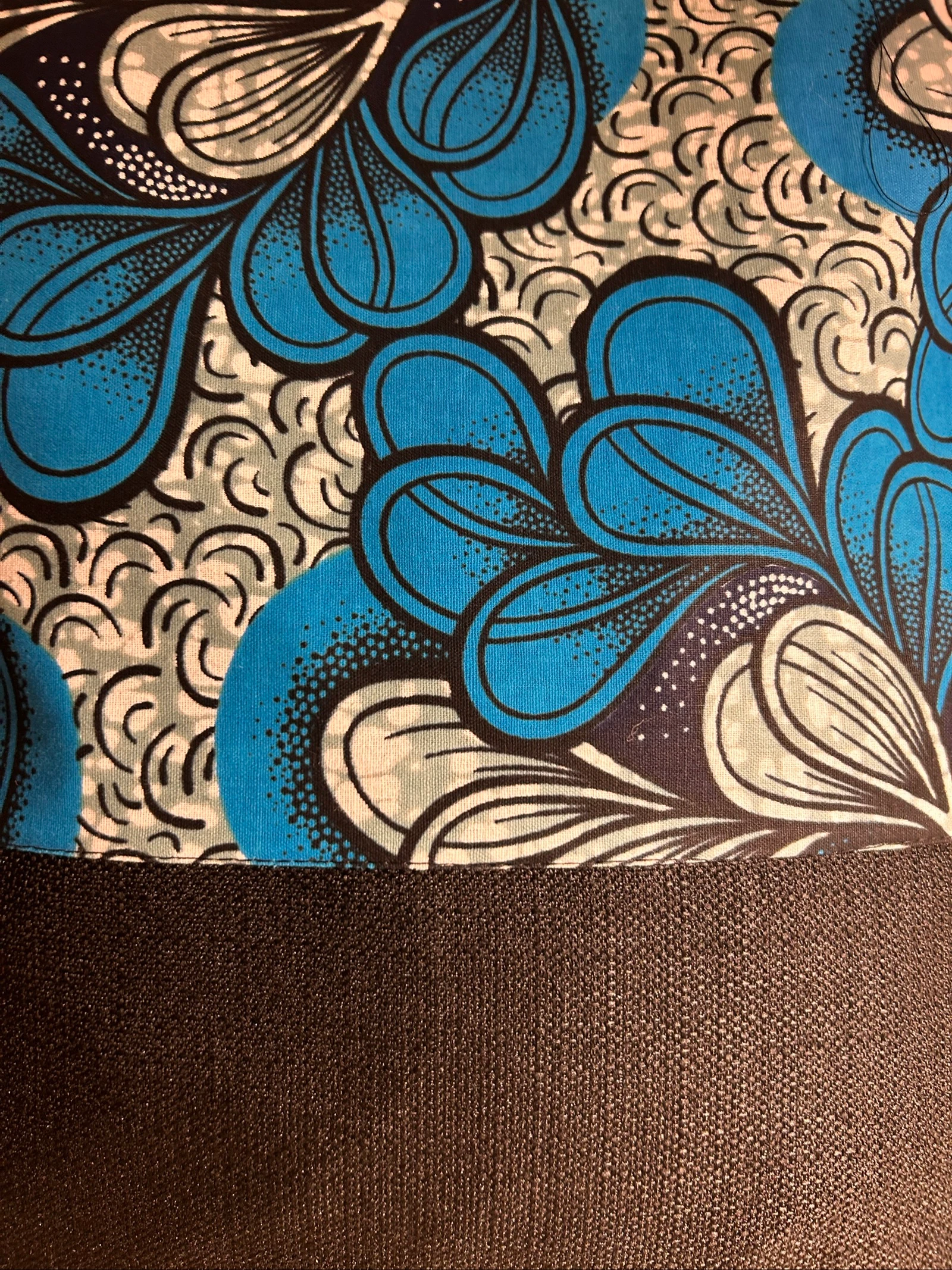 Blauwe en zwarte wax stof shoppingtas – Handgemaakte draagtas – Unieke dames tas – Afrikaanse tas – photo 3